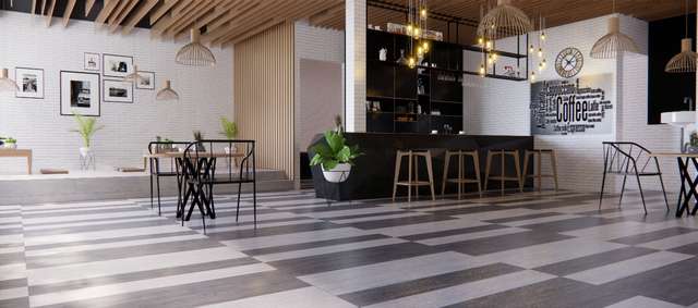 Xu hướng sử dụng gạch gỗ cho không gian nhà hàng, quán cà phê
